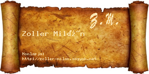 Zoller Milán névjegykártya