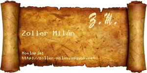 Zoller Milán névjegykártya
